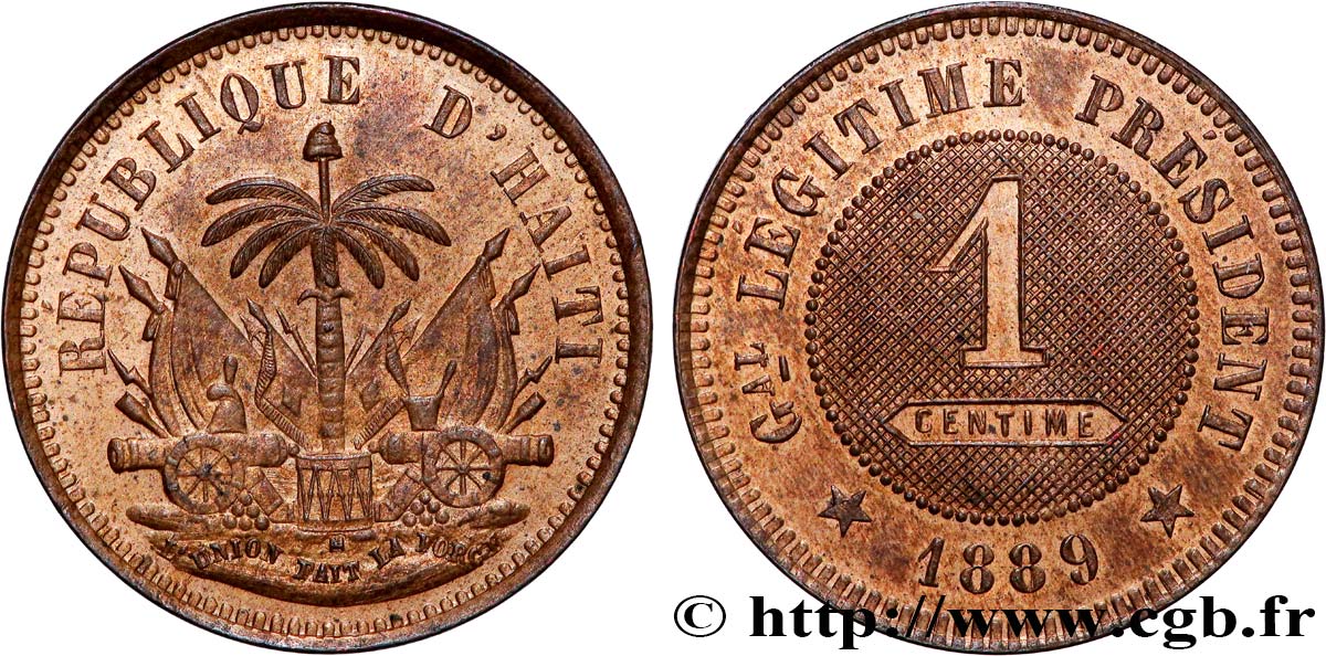 HAITI Essai en cuivre 1 Centime  1889  EBC 
