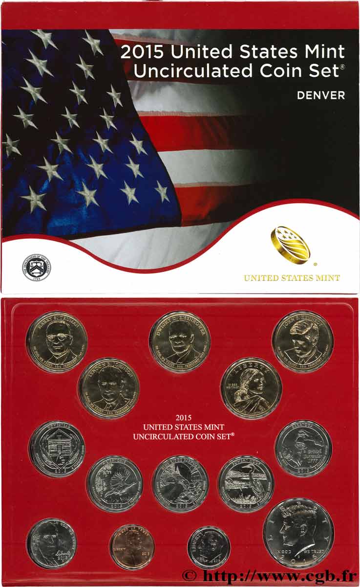 UNITED STATES OF AMERICA Série 14 monnaies 2015 Denver MS 