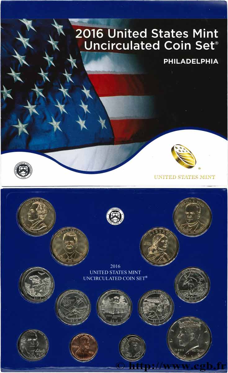STATI UNITI D AMERICA Série 13 monnaies 2016 Philadelphie FDC 