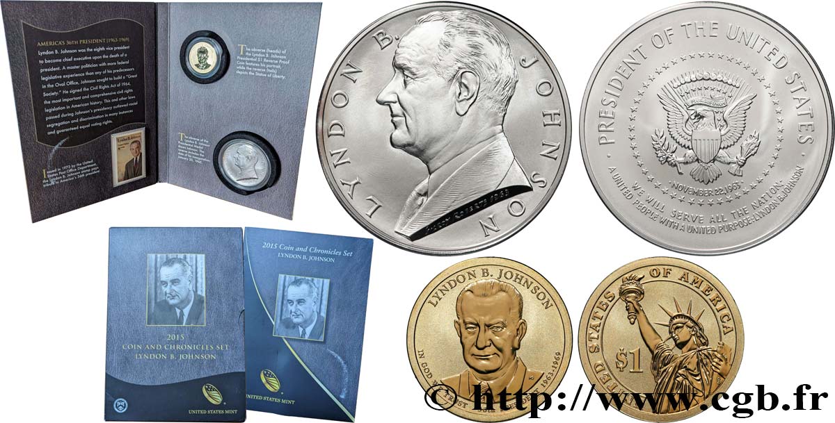 UNITED STATES OF AMERICA COIN AND CHRONICLES SET - LYNDON B. JOHNSON 2015  MS 