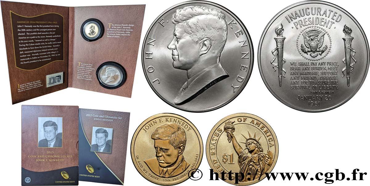 UNITED STATES OF AMERICA COIN AND CHRONICLES SET - JOHN F. KENNEDY 2015  MS 