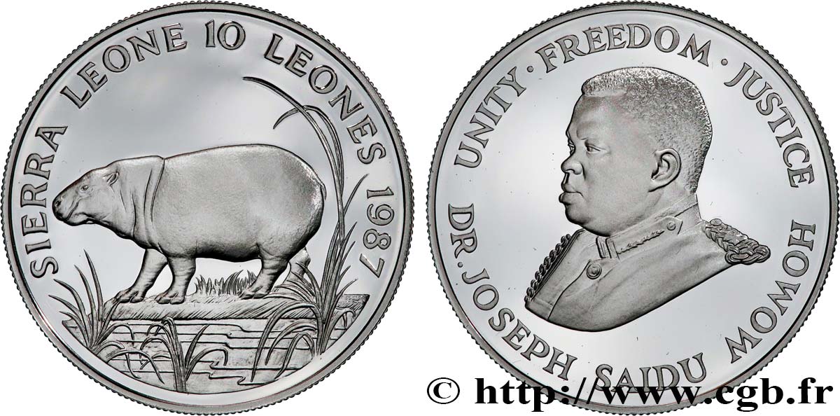 SIERRA LEONA 10 Leones Proof 1987  FDC 