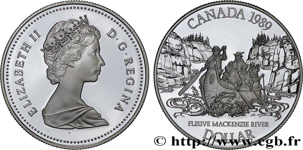 CANADA 1 Dollar Proof descente de la MacKenzie River 1989  MS 