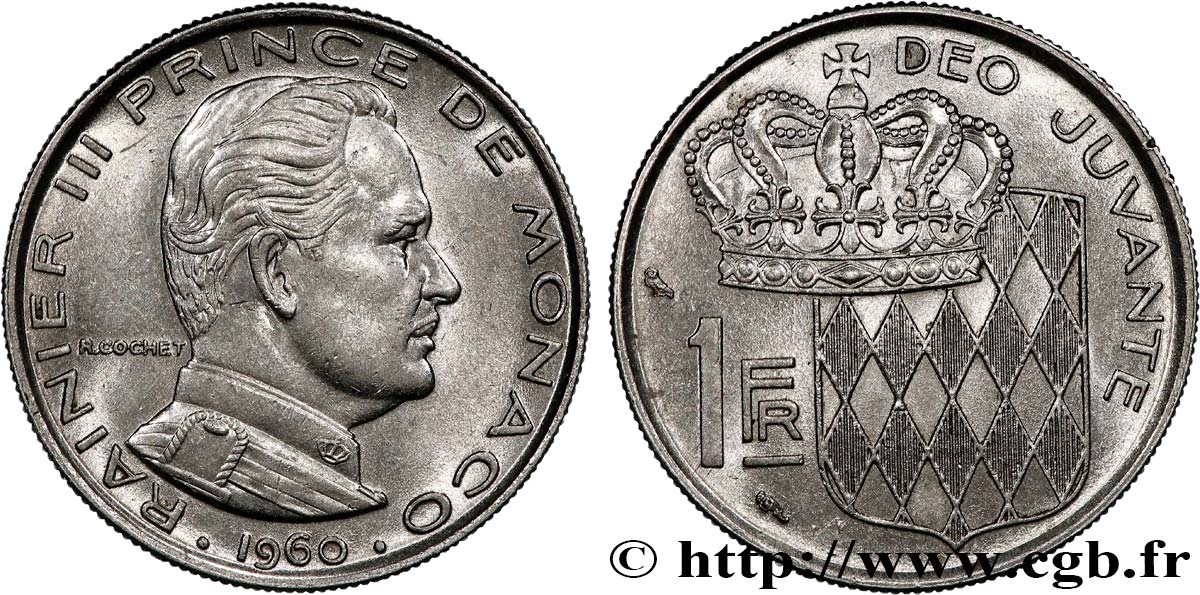 MONACO 1 Franc Rainier III 1960 Paris VZ