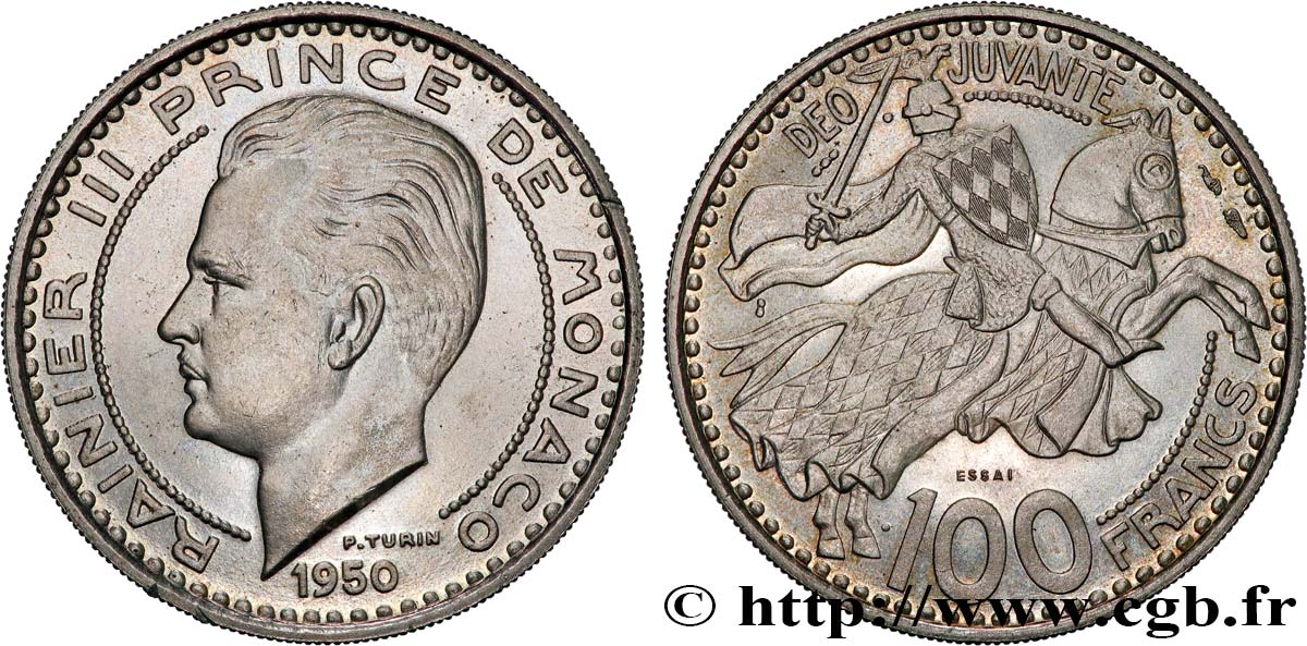 MONACO - FÜRSTENTUM MONACO - RAINIER III. Essai de 100 Francs 1950 Paris fST 