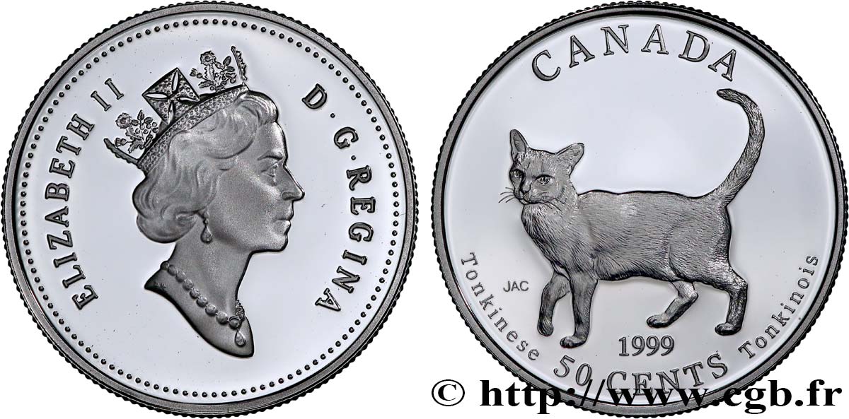 CANADA 50 Cents Proof Chat Tonkinois 1999  MS 