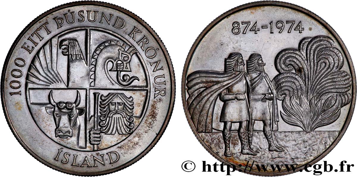 ICELAND 1000 Kronur 1974  AU 