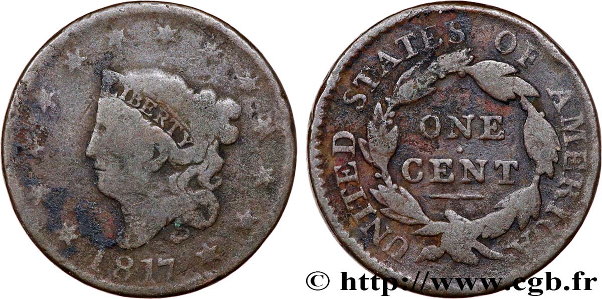 VEREINIGTE STAATEN VON AMERIKA 1 Cent “Matron Head” 1817 Philadelphie fS
