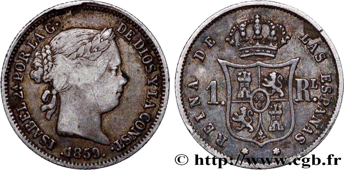 SPANIEN 1 Real Isabelle II 1859 Madrid fSS