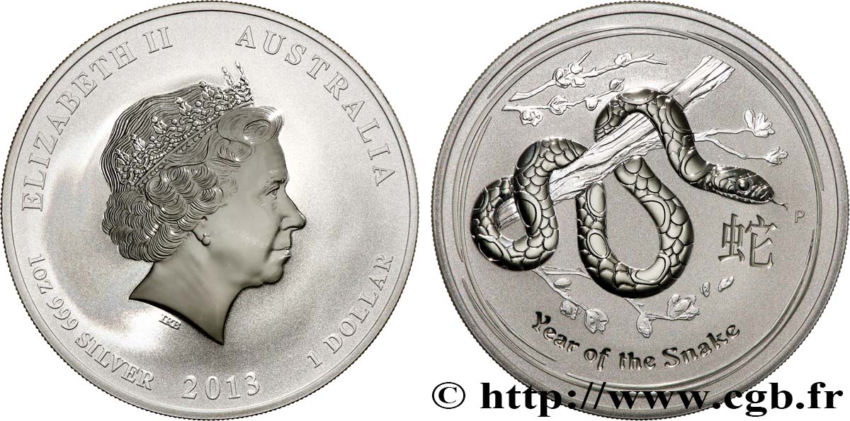 AUSTRALIA 1 Dollar Proof année du serpent 2013 Perth MS 