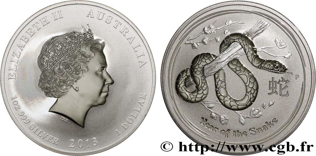 AUSTRALIA 1 Dollar Proof année du serpent 2013 Perth MS 