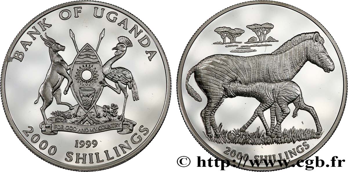 UGANDA 2000 Shillings Proof zèbre 1999  MS 