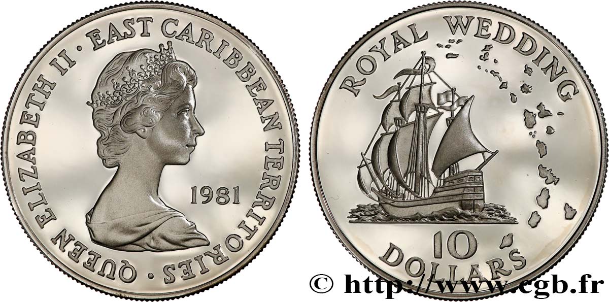 BRITISH CARIBBEAN TERRITORIES 10 dollars Proof 1981  MS 