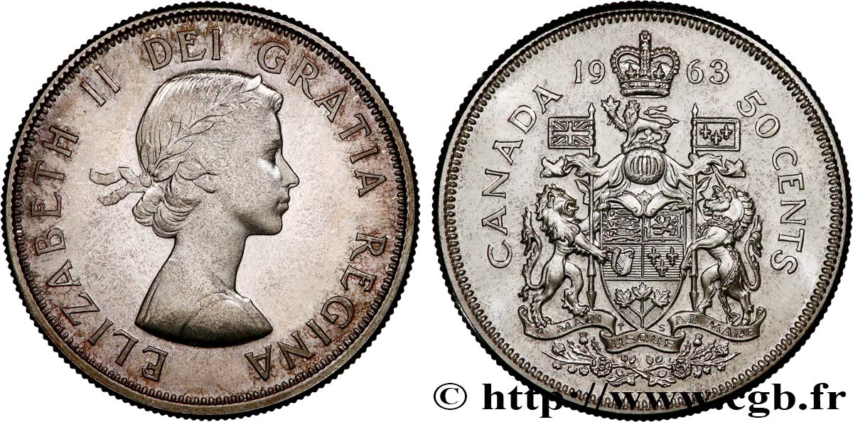 KANADA 50 Cents Elisabeth II 1963 fST