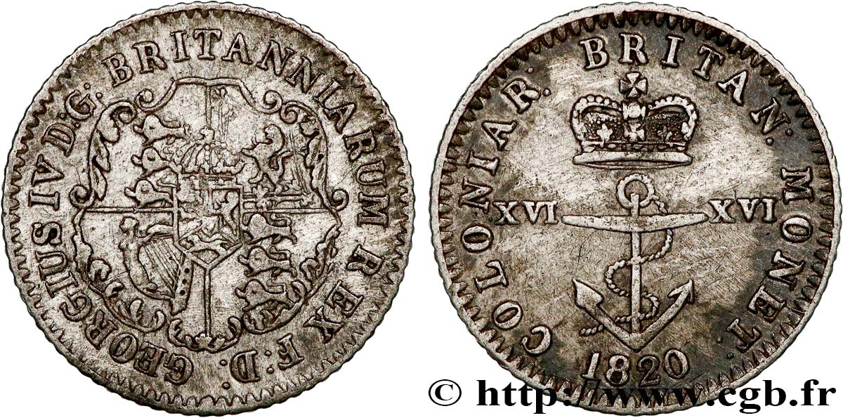 BRITISCH-INDIEN 1/16 Dollar 1820 SS