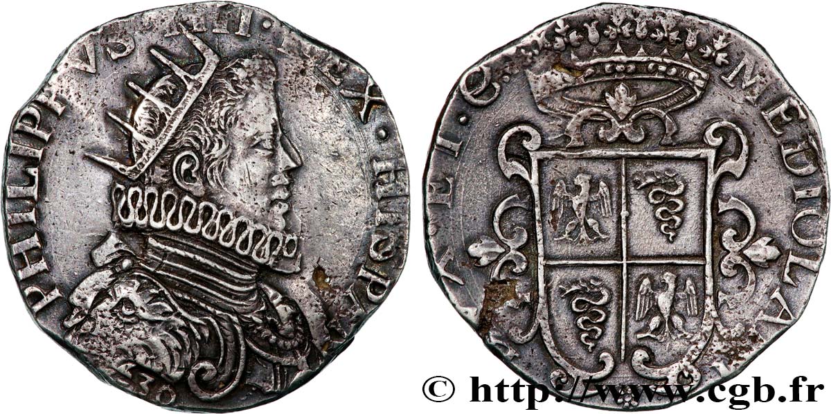ITALY - DUCHY OF MILAN - PHILIP IV Ducaton c. 1622-1630 Milan BB 