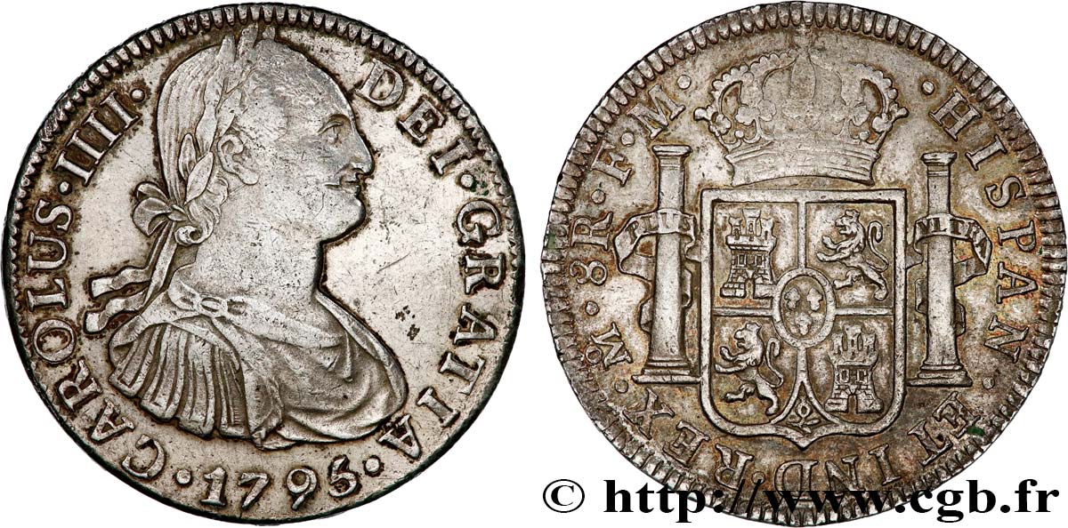 MEXICO - CHARLES IV 8 Reales  1795 Mexico AU 