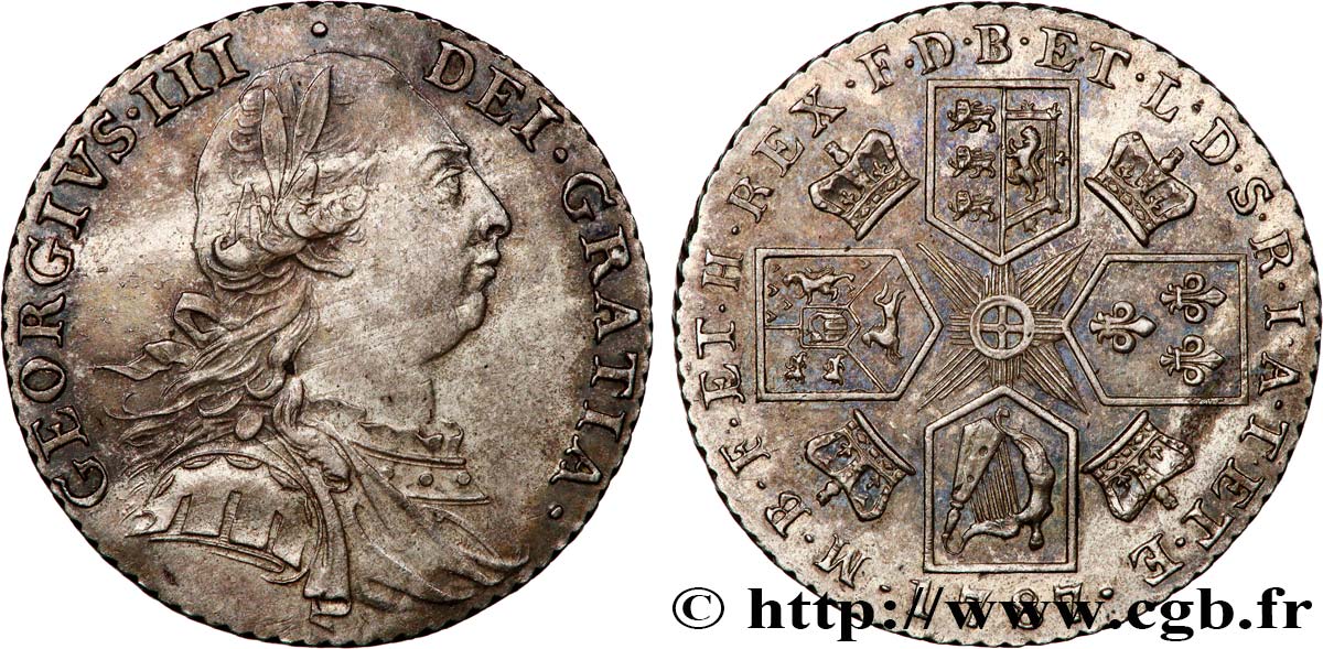 GRAN BRETAGNA - GIORGIO III 6 Pence  1787  SPL 
