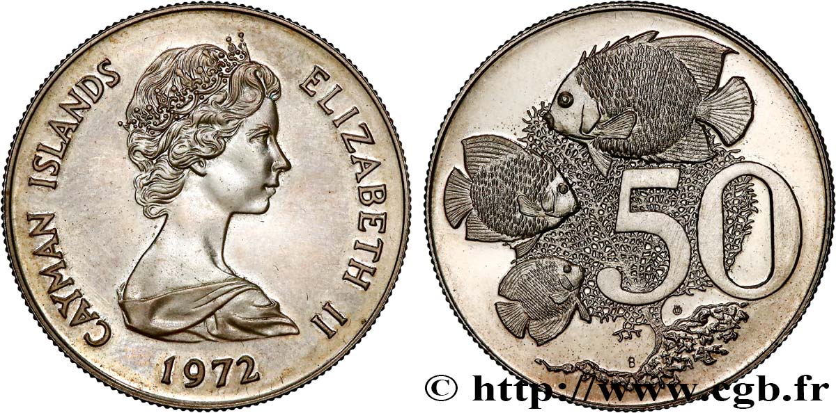 CAYMAN ISLANDS 50 Cents Proof Elisabeth II 1972  MS 