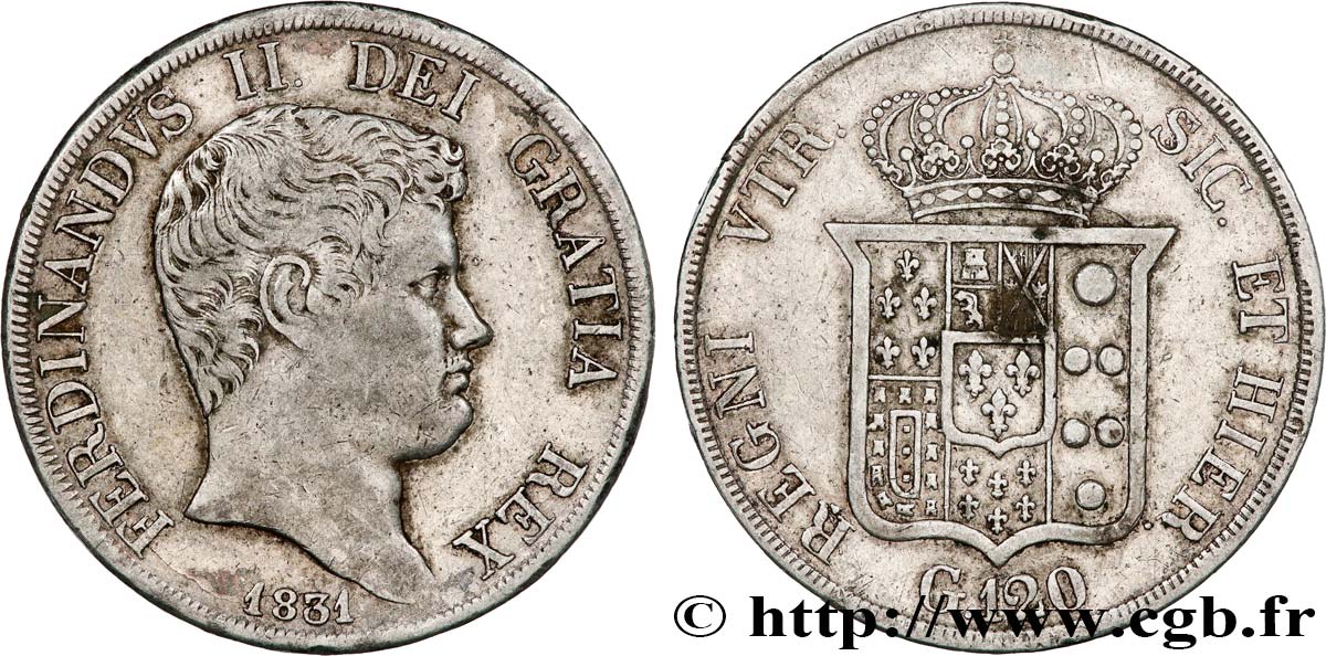 ITALIEN - KÖNIGREICH BEIDER SIZILIEN 120 Grana Ferdinand II 1831 Naples SS 