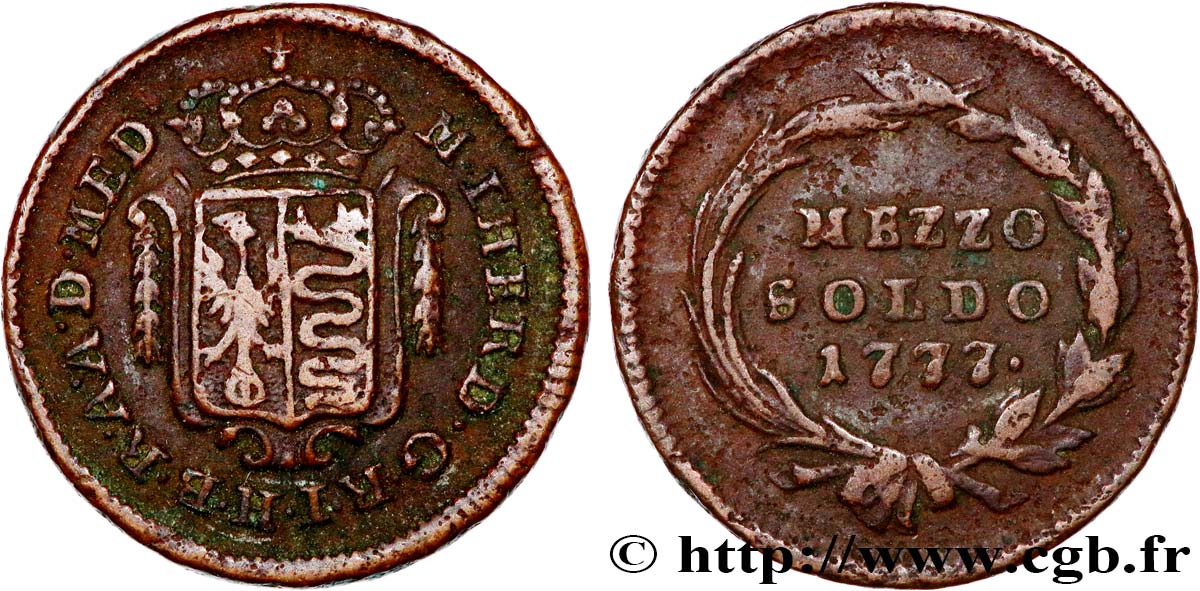 ITALIEN - LOMBARDEI 1/2 Soldo Marie-Thérèse d’Autriche - Duché de Milan 1777 Milan fSS