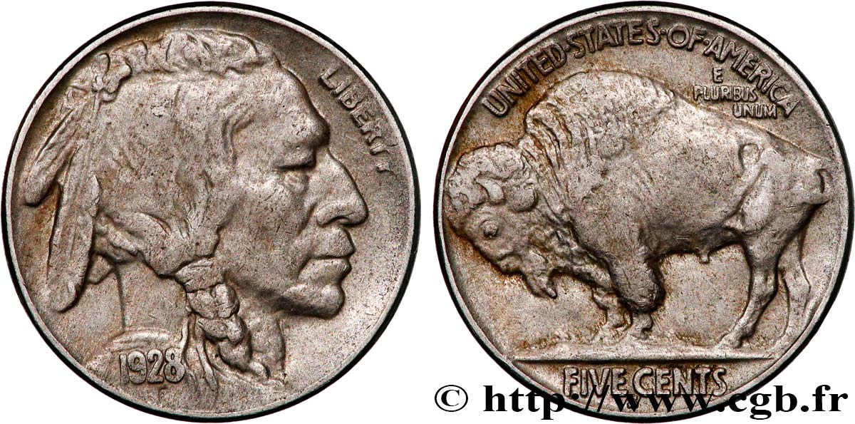 VEREINIGTE STAATEN VON AMERIKA 5 Cents Tête d’indien ou Buffalo 1928 Denver SS