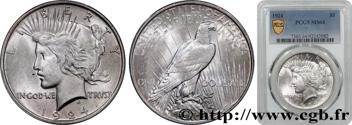 UNITED STATES OF AMERICA 1 Dollar type Peace 1924 Philadelphie MS64 PCGS
