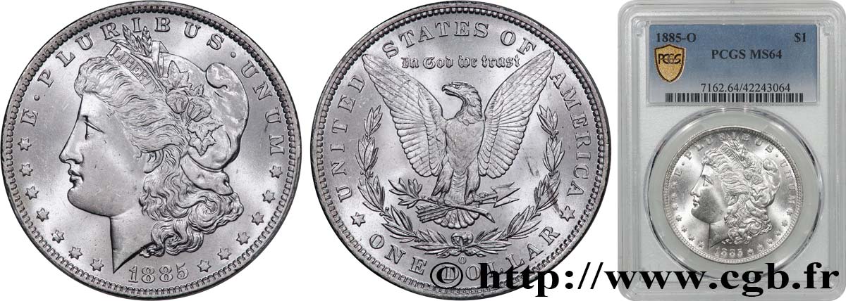 STATI UNITI D AMERICA 1 Dollar Morgan 1885 Nouvelle-Orléans MS64 PCGS