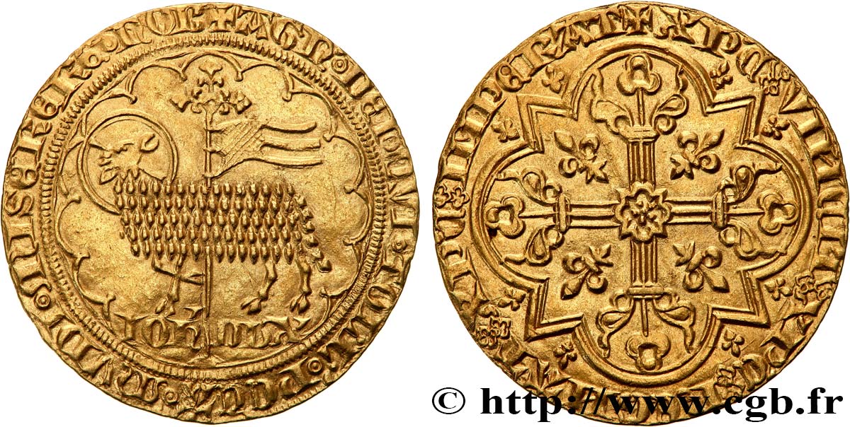 BRABANT - DUCHY OF BRABANT - JEANNE AND WENCESLAS Mouton d or c. 1357 Vilvorde MS 