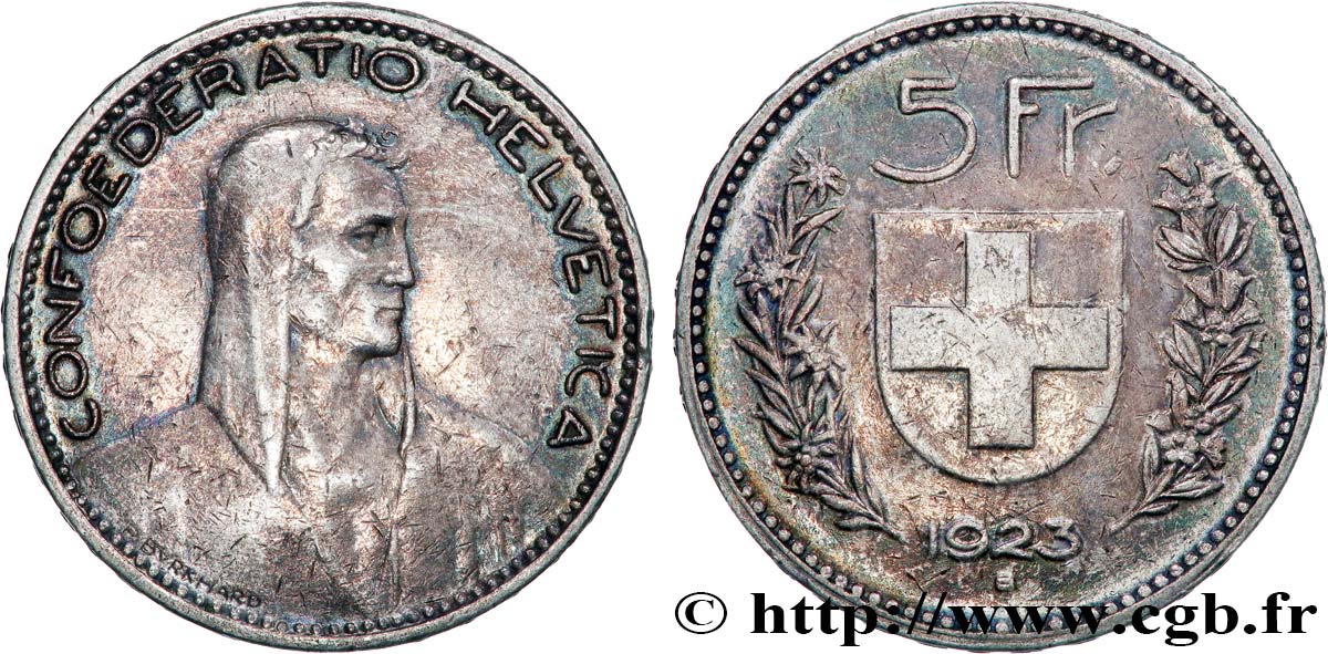 SUISSE 5 Francs Berger 1923 Berne TB+