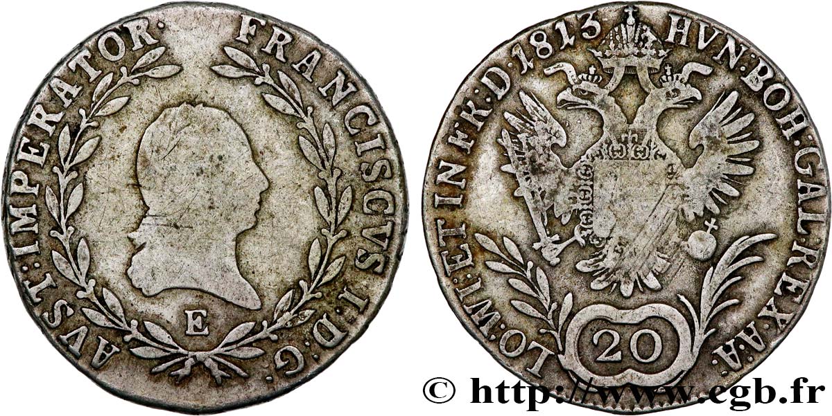AUSTRIA 20 Kreuzer François Ier 1813 Karlsburg VF