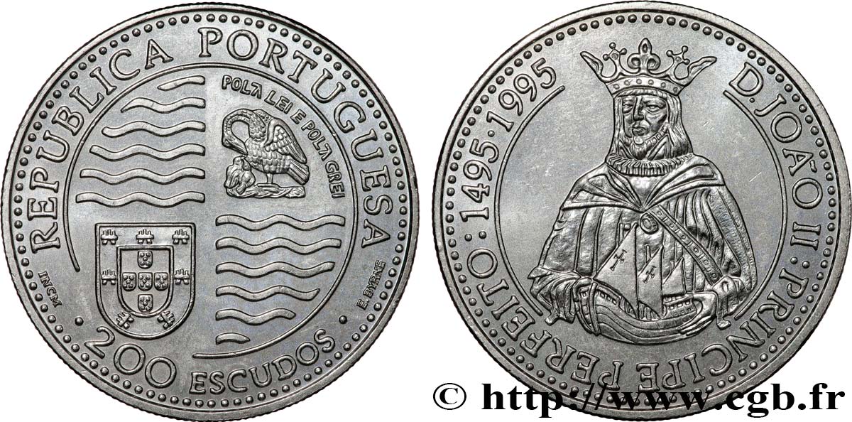 PORTUGAL 200 Escudos 500e anniversaire du règne de Jean II 1995  fST