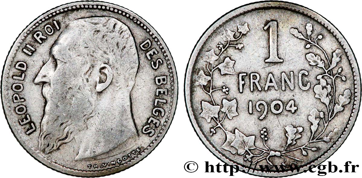 BELGIQUE 1 Franc Léopold II légende française
1904 TB+