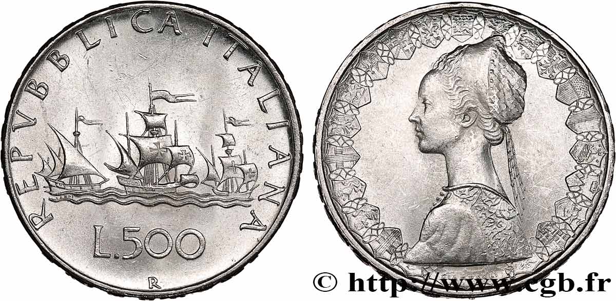 ITALIE 500 Lire “caravelles” 1966 Rome SUP