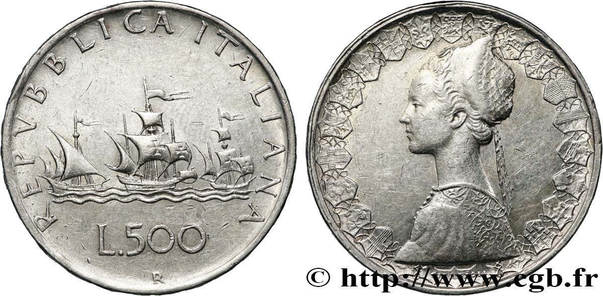 ITALY 500 Lire “caravelles” 1960 Rome AU