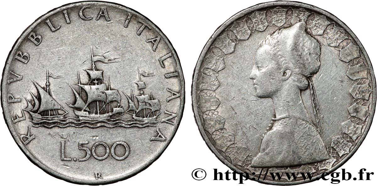 ITALIEN 500 Lire “caravelles” 1958 Rome SS
