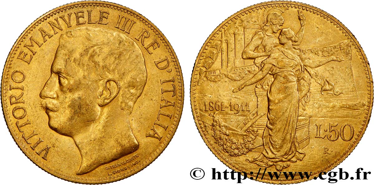 ITALIEN - ITALIEN KÖNIGREICH - VIKTOR EMANUEL III. 50 Lire 1911 Rome VZ 
