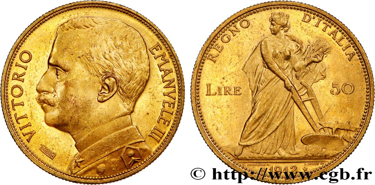 ITALIA - REINO DE ITALIA - VÍCTOR-MANUEL III 50 Lire 1912 Rome SC 