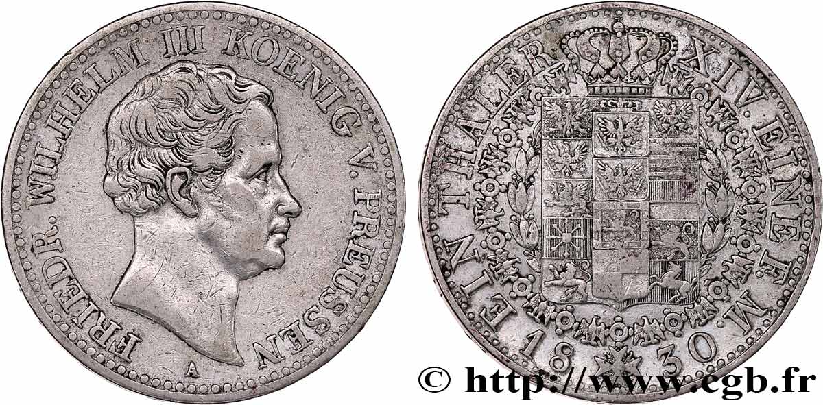 GERMANY - PRUSSIA 1 Thaler Frédéric-Guillaume III 1830 Berlin XF 