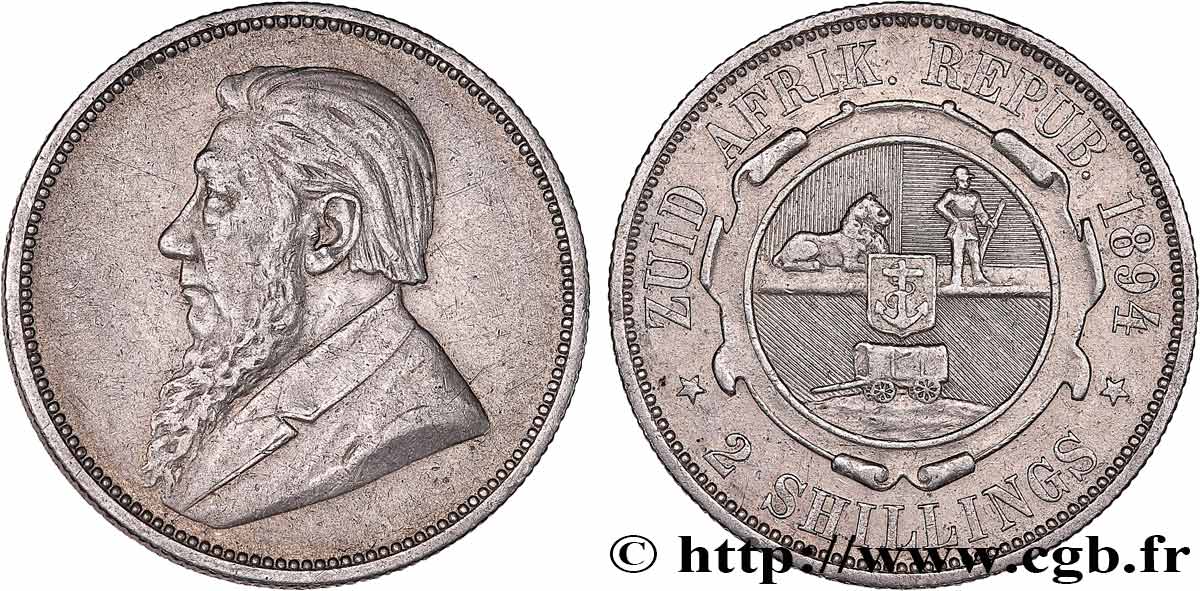 SUDÁFRICA 2 Shillings président Kruger 1894  BC+ 