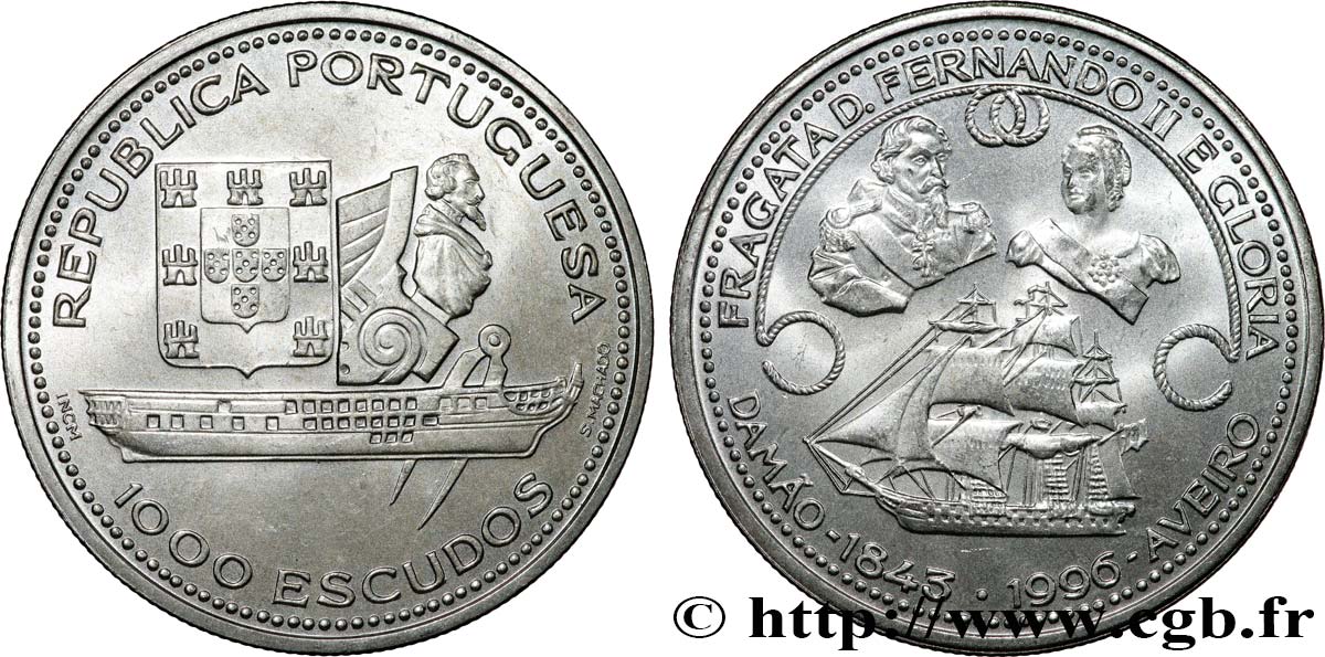 PORTUGAL 1000 Escudos frégate Fernando II e Gloria  1996  fST