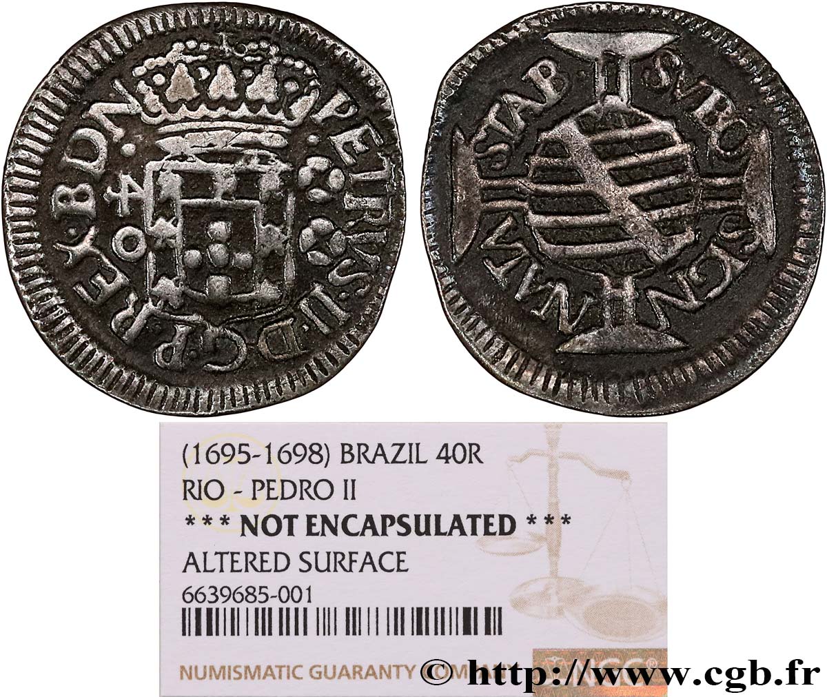 BRAZIL - PETER II OF PORTUGAL 40 Reis  n.d. Rio de Janeiro XF 