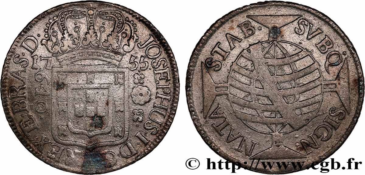 BRAZIL - JOSEPH I 640 Reis  1755 Lisbonne XF 
