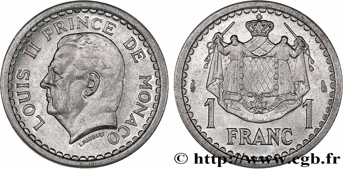 MONACO 1 Franc Louis II (1943) Paris FDC