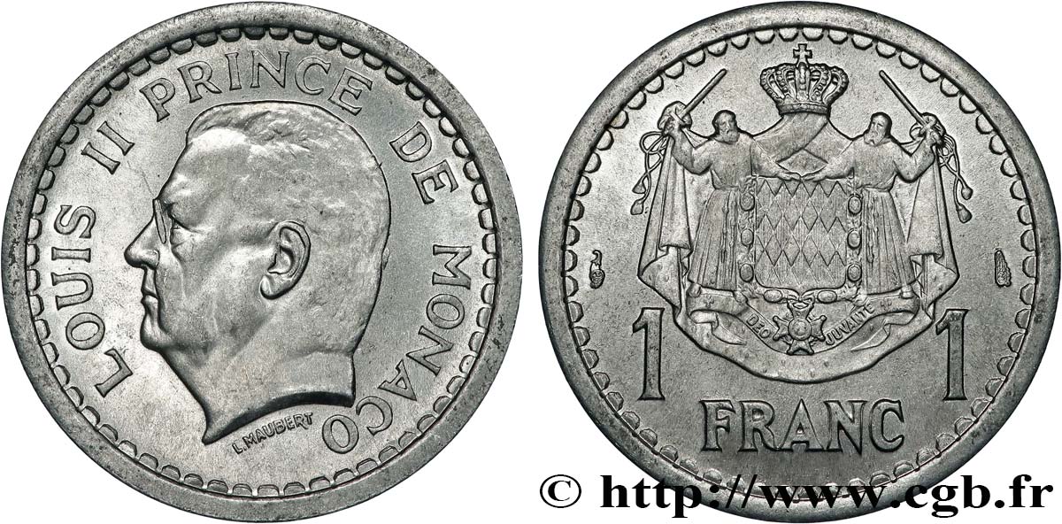 MONACO 1 Franc Louis II (1943) Paris FDC