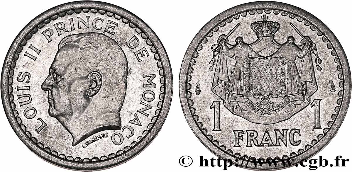 MONACO 1 Franc Louis II (1943) Paris FDC