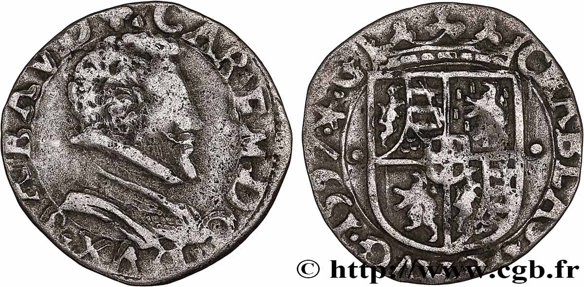 SAVOIA - DUCATO DI SAVOIA - CARLO EMANUELE I 1 Sol, 4e type (Soldo) 1597 Chambéry q.BB 