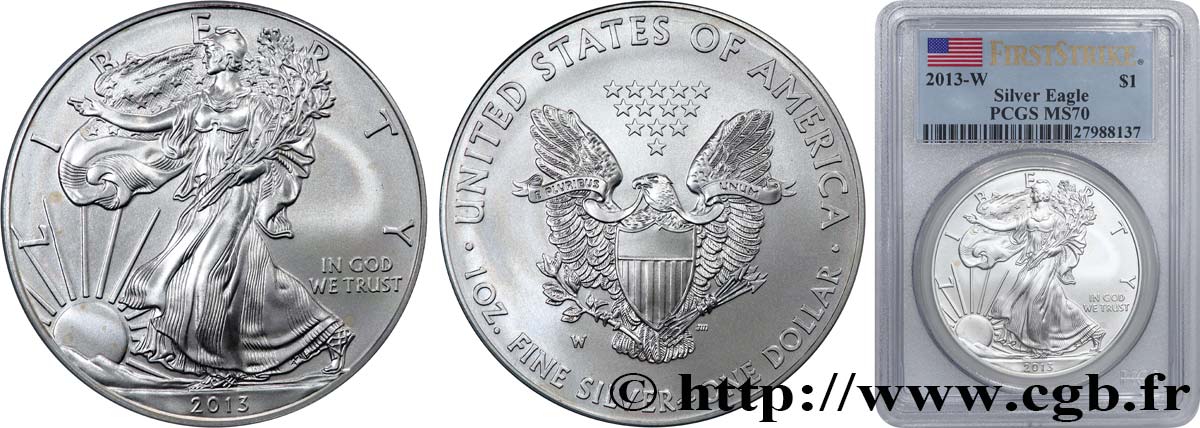 ÉTATS-UNIS D AMÉRIQUE 1 Dollar type Liberty Silver Eagle 2013 West Point FDC70 PCGS