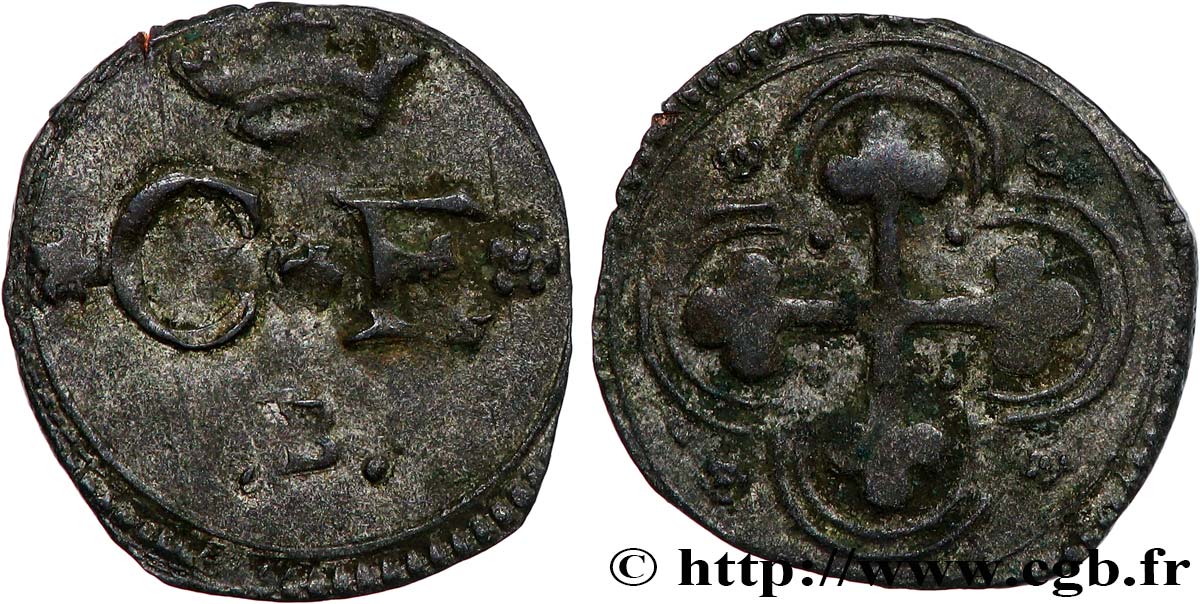 SAVOY - DUCHY OF SAVOY - CHARLES-EMMANUEL I Quart de sol (quarto di soldo) n.d. Bourg-en-Bresse VF