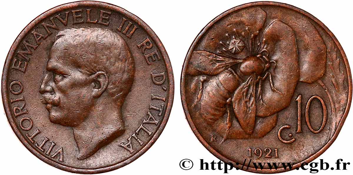 ITALIE 10 Centesimi Victor Emmanuel III 1921 Rome TTB